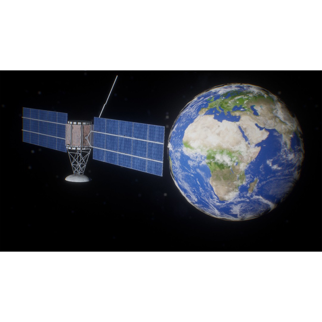 Satellite 3D Model – Low Poly PBR Asset for Space Projects - View 4
