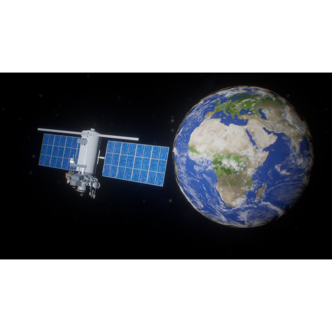 Satellite 3D Model – Low Poly PBR Asset for Space Projects - View 5