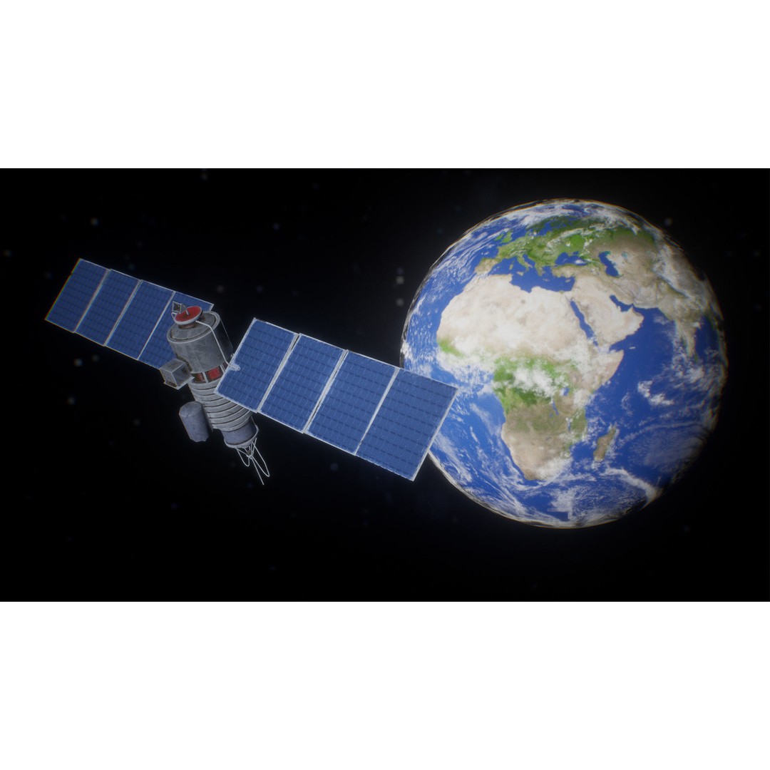 Satellite 3D Model – Low Poly PBR Asset for Space Projects - View 6