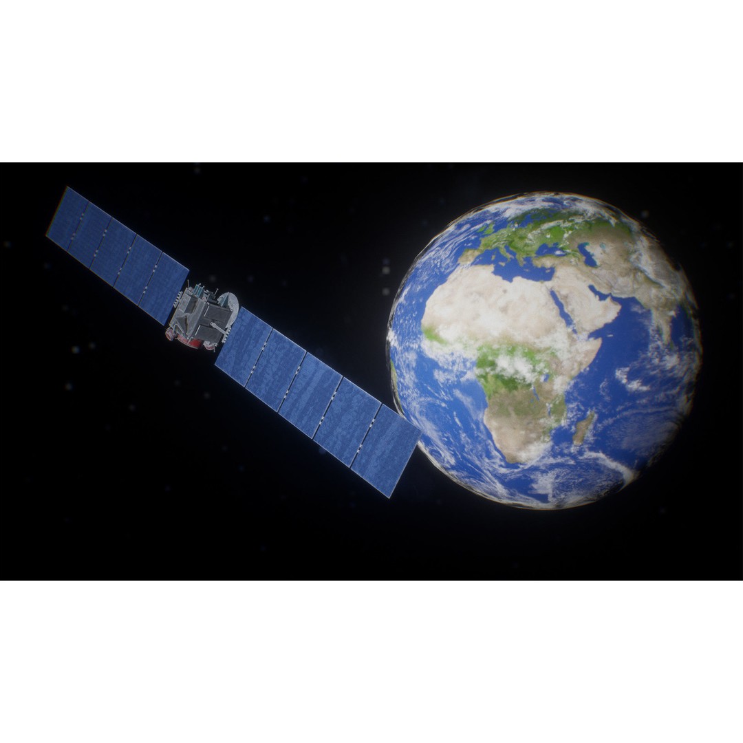Satellite 3D Model – Low Poly PBR Asset for Space Projects - View 7