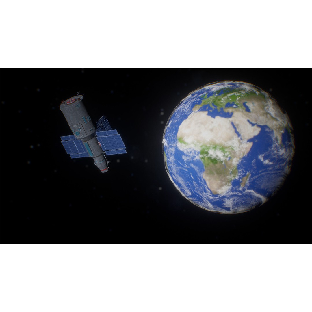Satellite 3D Model – Low Poly PBR Asset for Space Projects - View 8