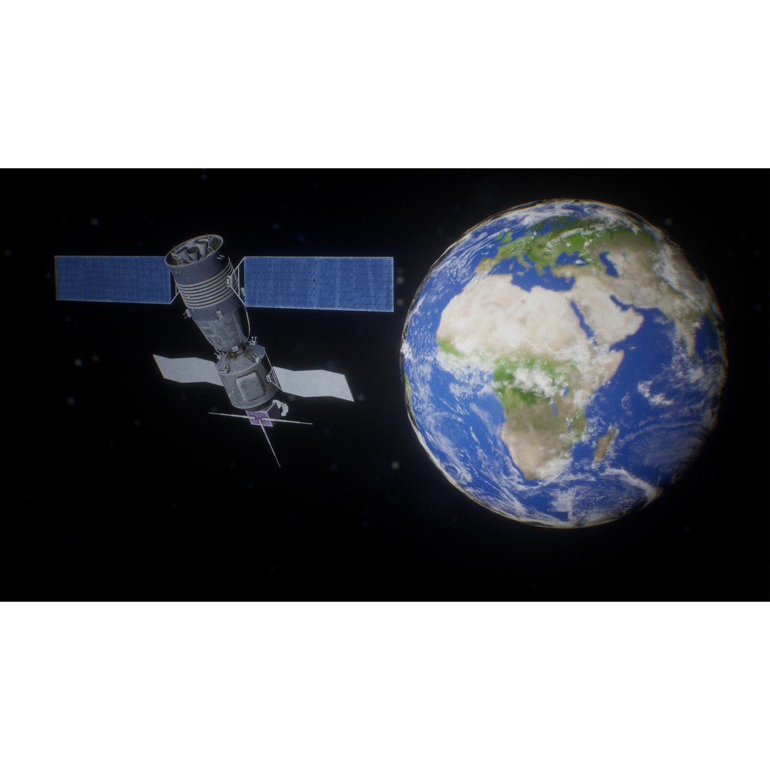 Satellite 3D Model – Low Poly PBR Asset for Space Projects - View 9