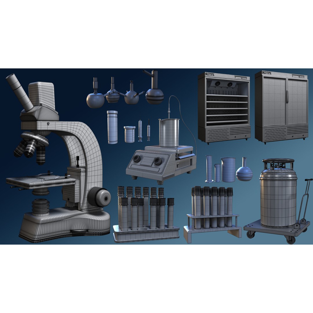 Laboratory Tools 3D Model – PBR Textures, FBX, OBJ Formats