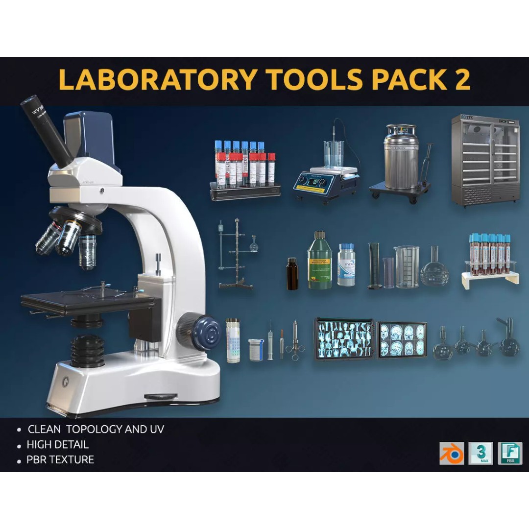 Laboratory Tools 3D Model – PBR Textures, FBX, OBJ Formats - View 2