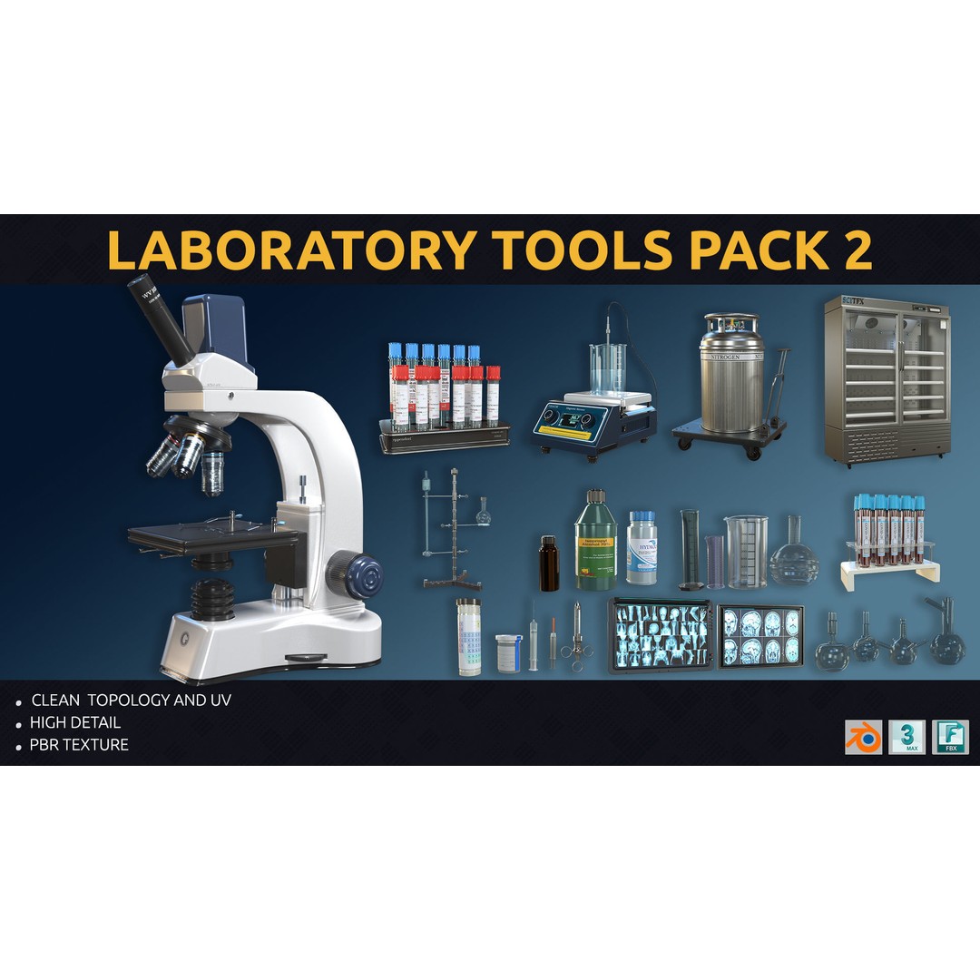 Laboratory Tools 3D Model – PBR Textures, FBX, OBJ Formats - View 3