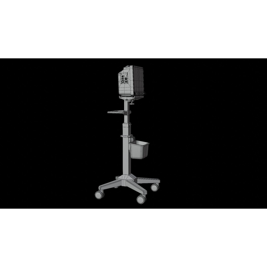 Patient Monitor Roll Stand 3D Model – High Quality Medical Asset, FBX
