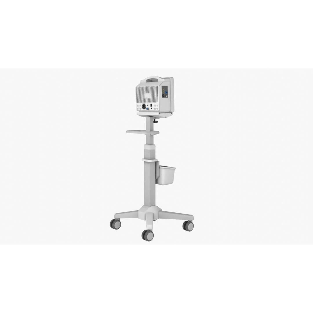 Patient Monitor Roll Stand 3D Model – High Quality Medical Asset, FBX - View 10