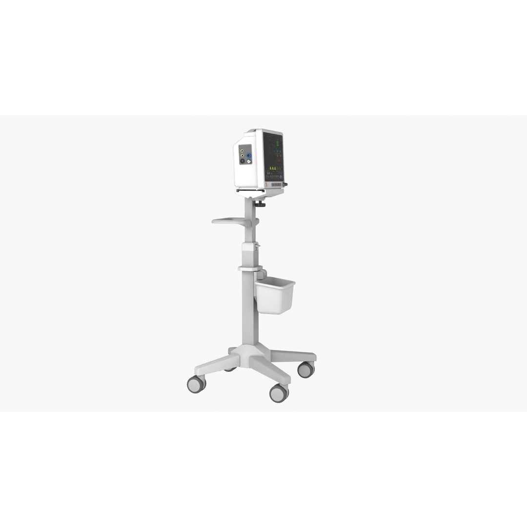 Patient Monitor Roll Stand 3D Model – High Quality Medical Asset, FBX - View 12
