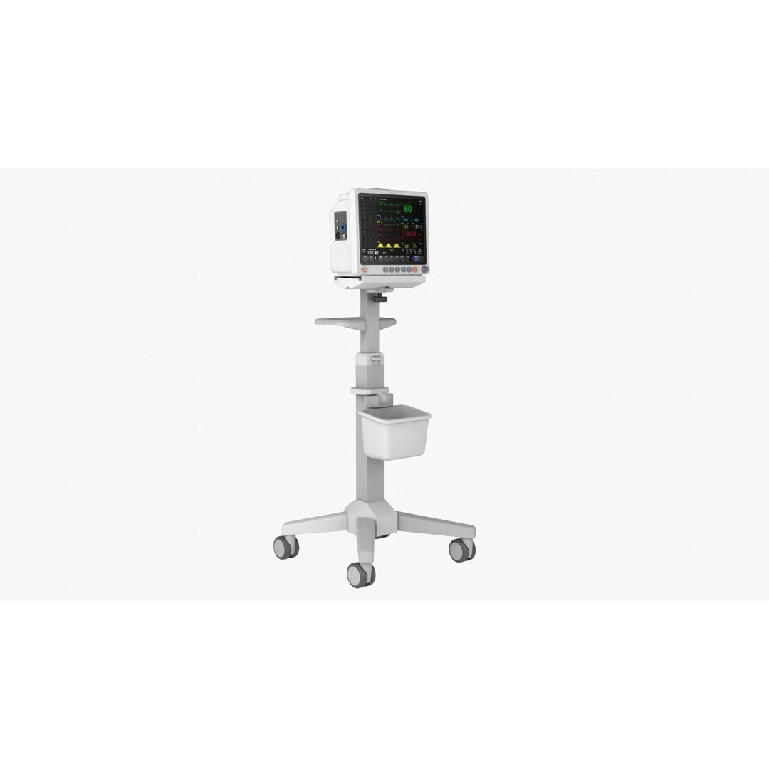 Patient Monitor Roll Stand 3D Model – High Quality Medical Asset, FBX - View 13