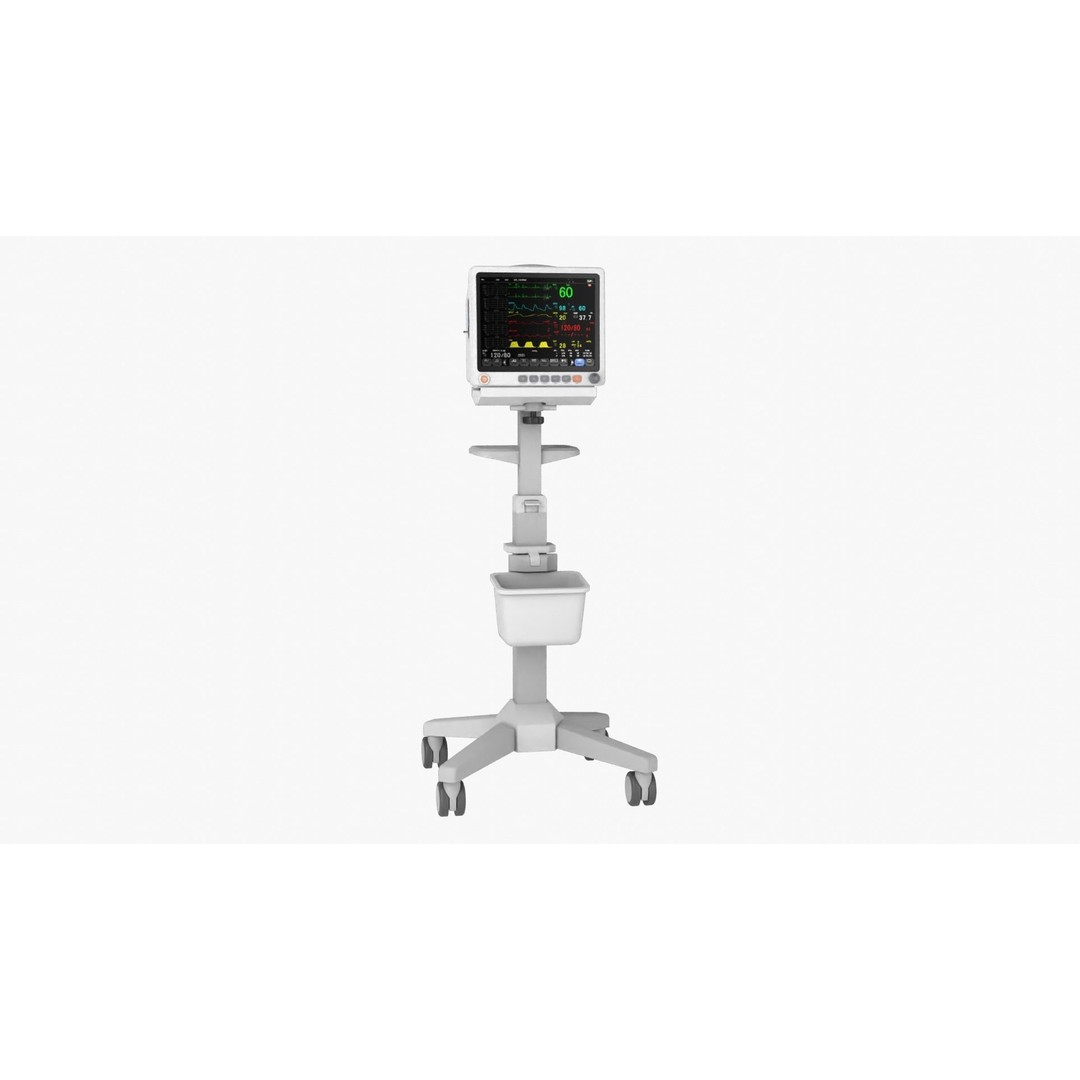 Patient Monitor Roll Stand 3D Model – High Quality Medical Asset, FBX - View 14