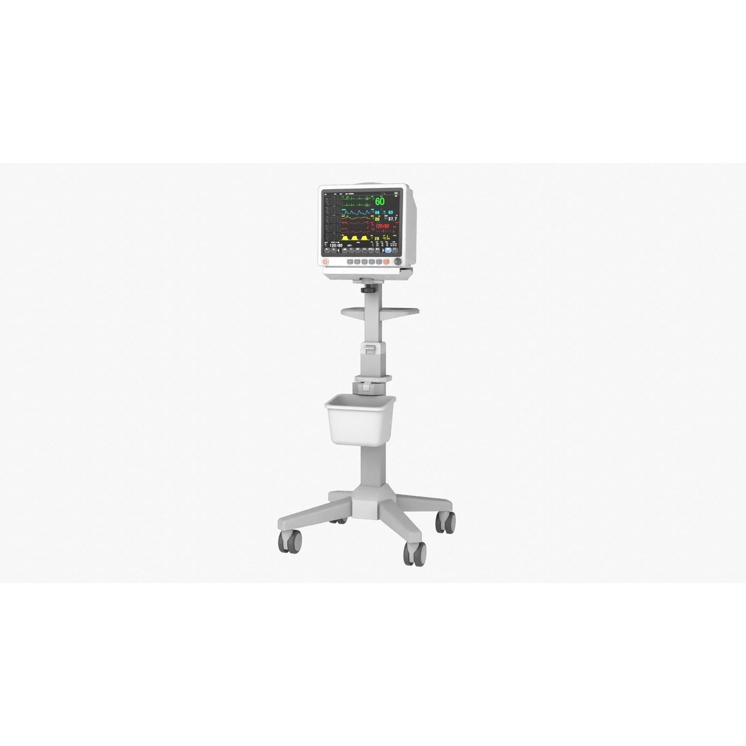 Patient Monitor Roll Stand 3D Model – High Quality Medical Asset, FBX - View 15