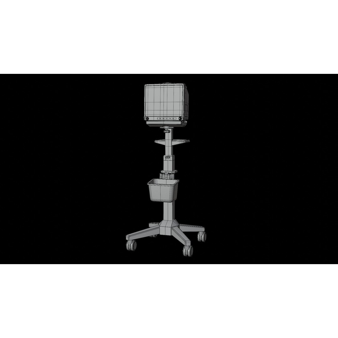 Patient Monitor Roll Stand 3D Model – High Quality Medical Asset, FBX - View 19