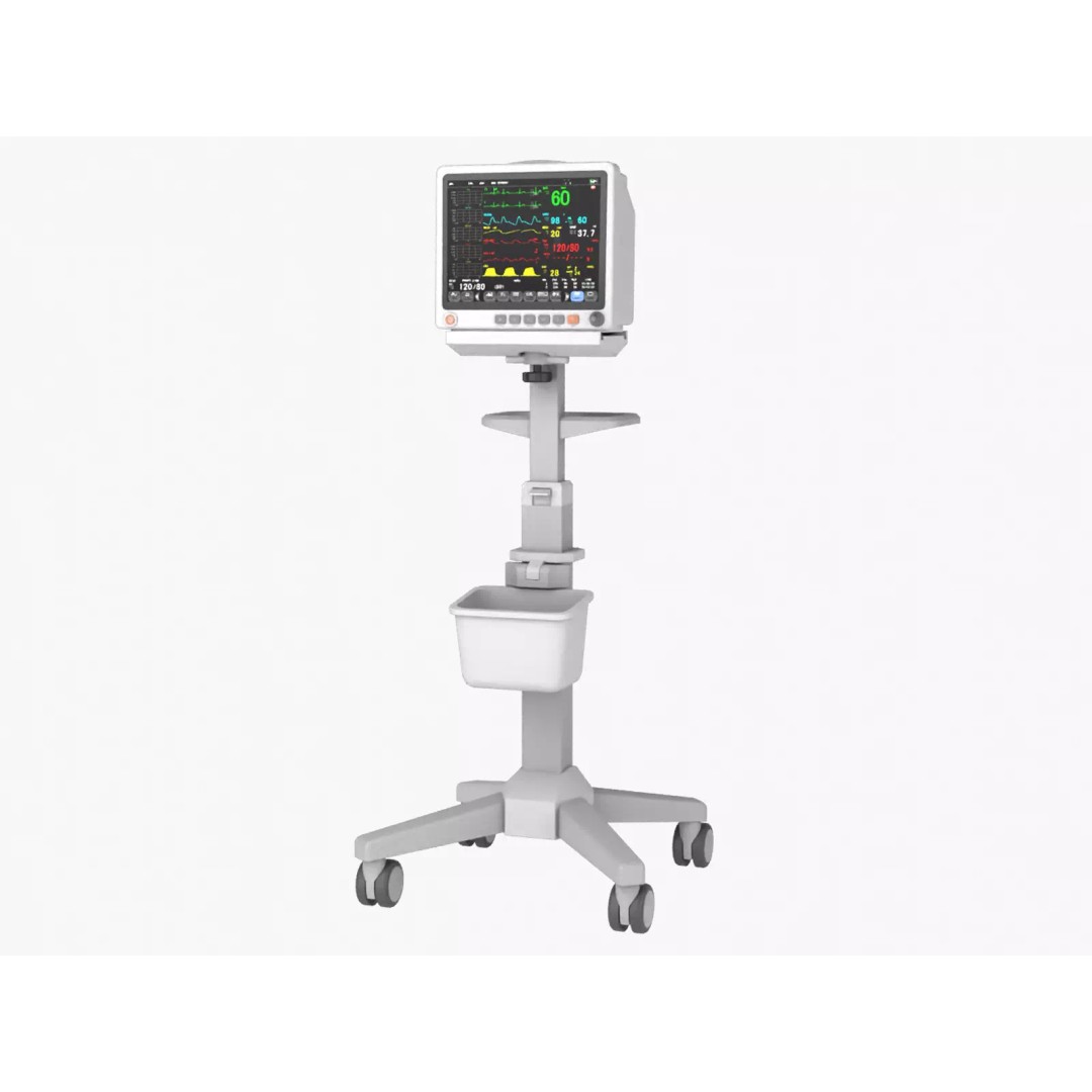 Patient Monitor Roll Stand 3D Model – High Quality Medical Asset, FBX - View 2