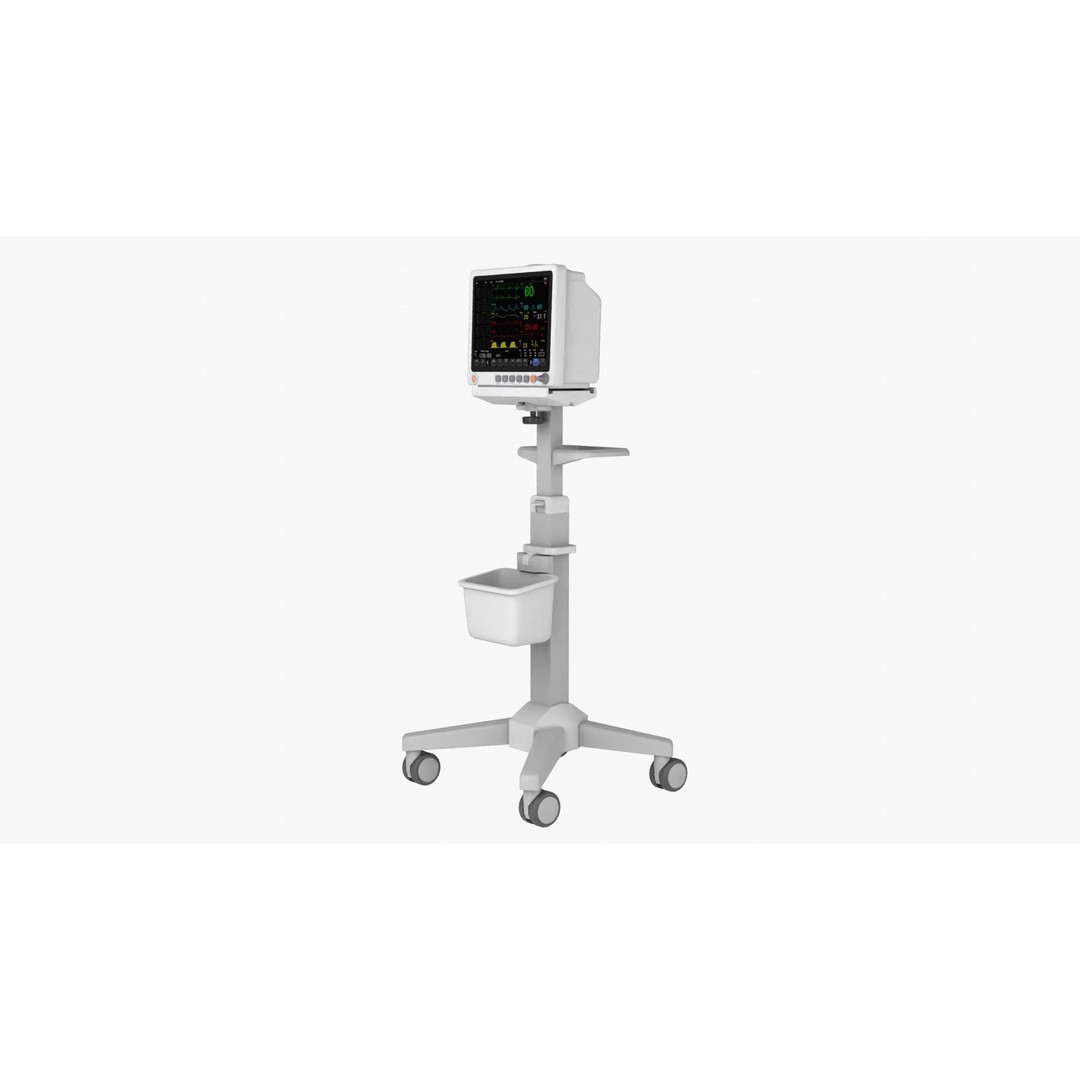 Patient Monitor Roll Stand 3D Model – High Quality Medical Asset, FBX - View 4