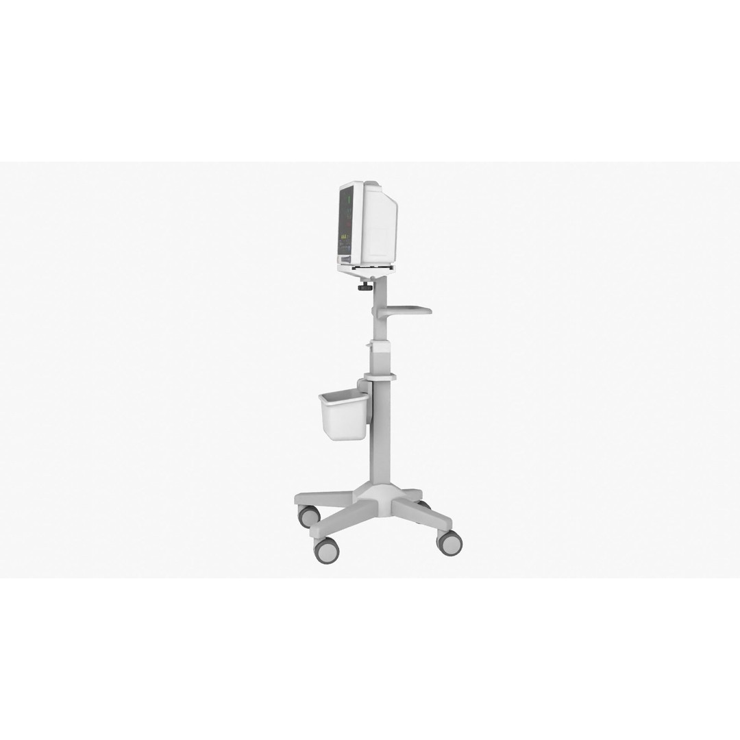 Patient Monitor Roll Stand 3D Model – High Quality Medical Asset, FBX - View 5