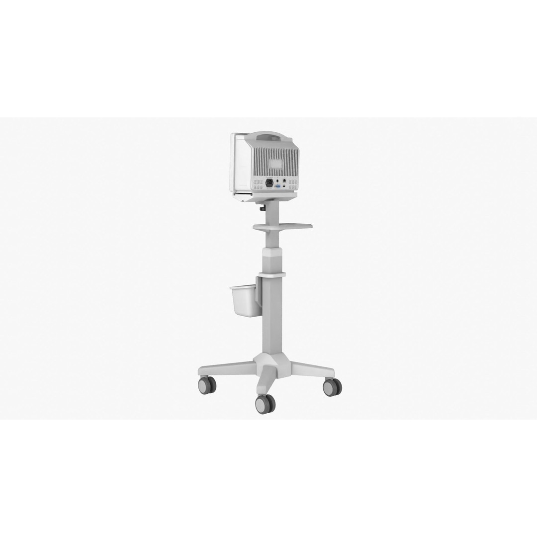 Patient Monitor Roll Stand 3D Model – High Quality Medical Asset, FBX - View 7