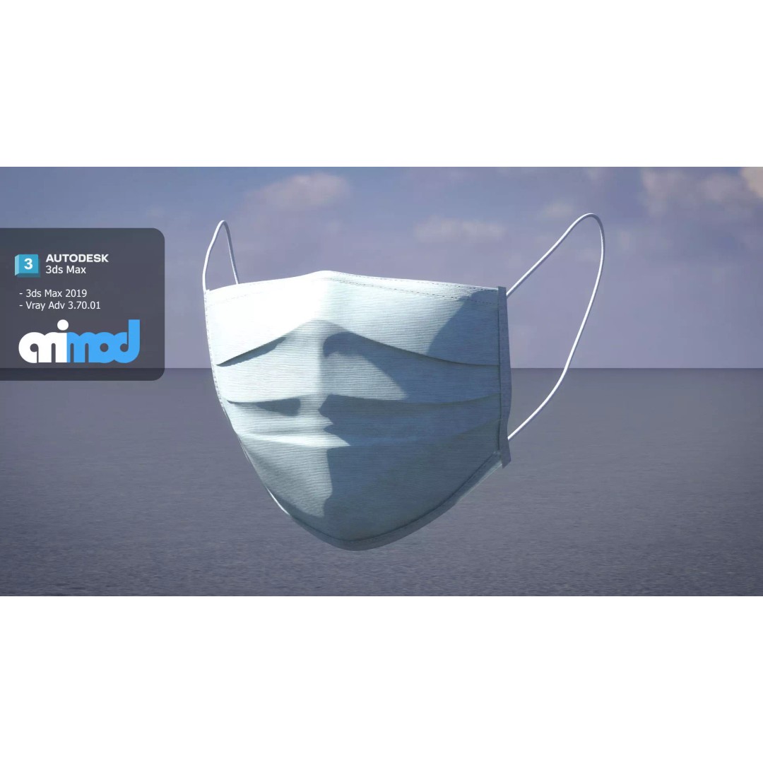 Surgical Mask 3D Model – PBR Textured Game Asset, FBX & Max - View 2