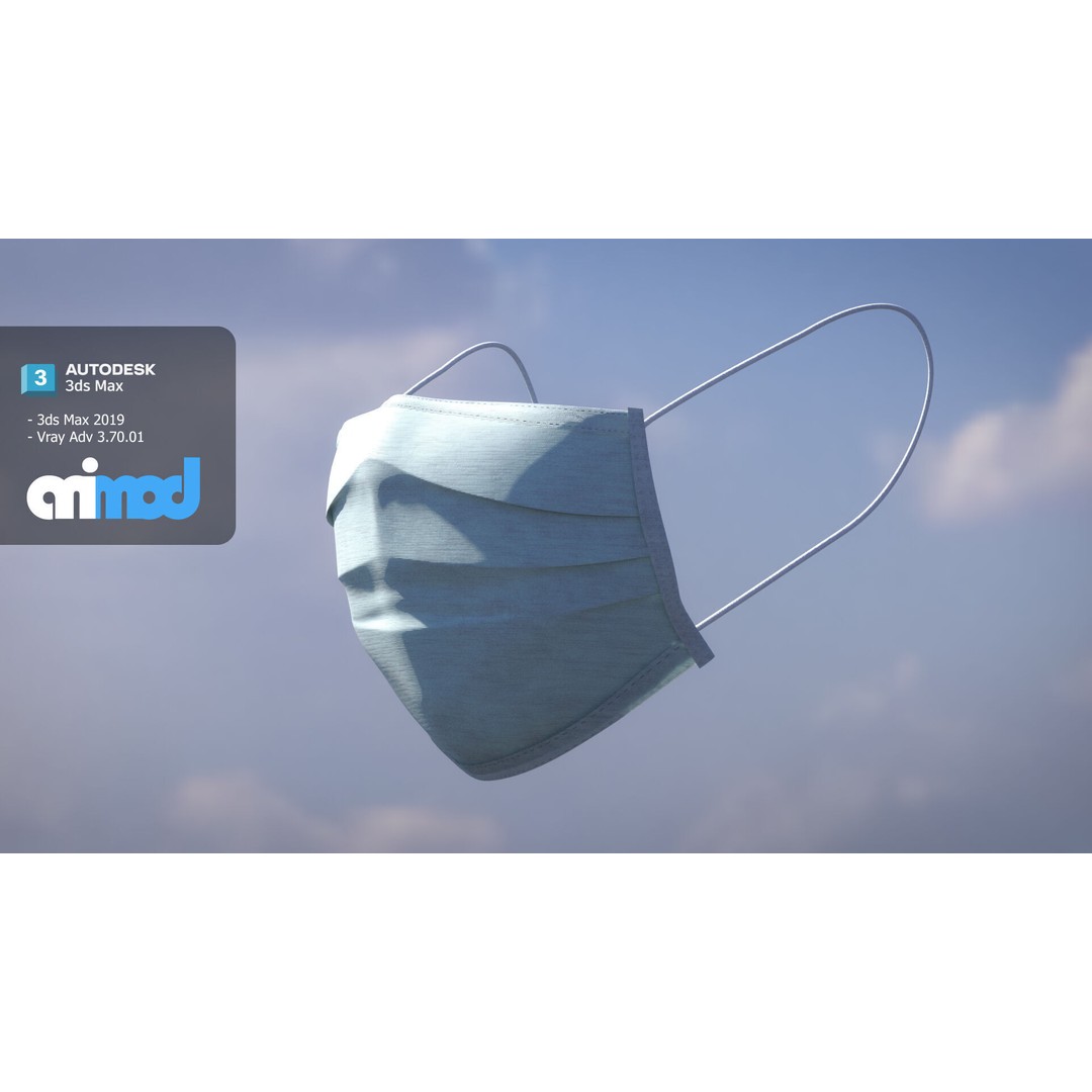 Surgical Mask 3D Model – PBR Textured Game Asset, FBX & Max - View 3