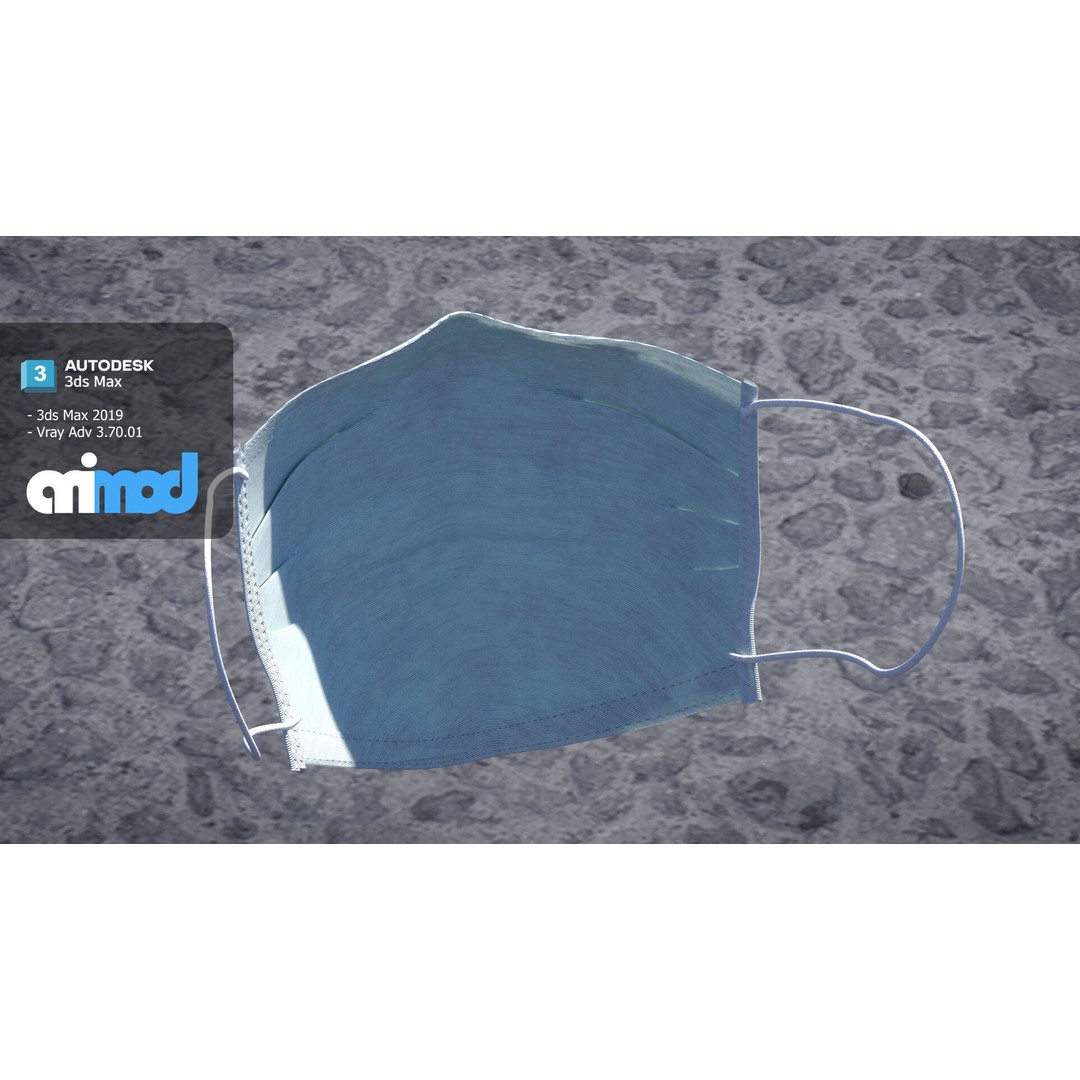 Surgical Mask 3D Model – PBR Textured Game Asset, FBX & Max - View 6