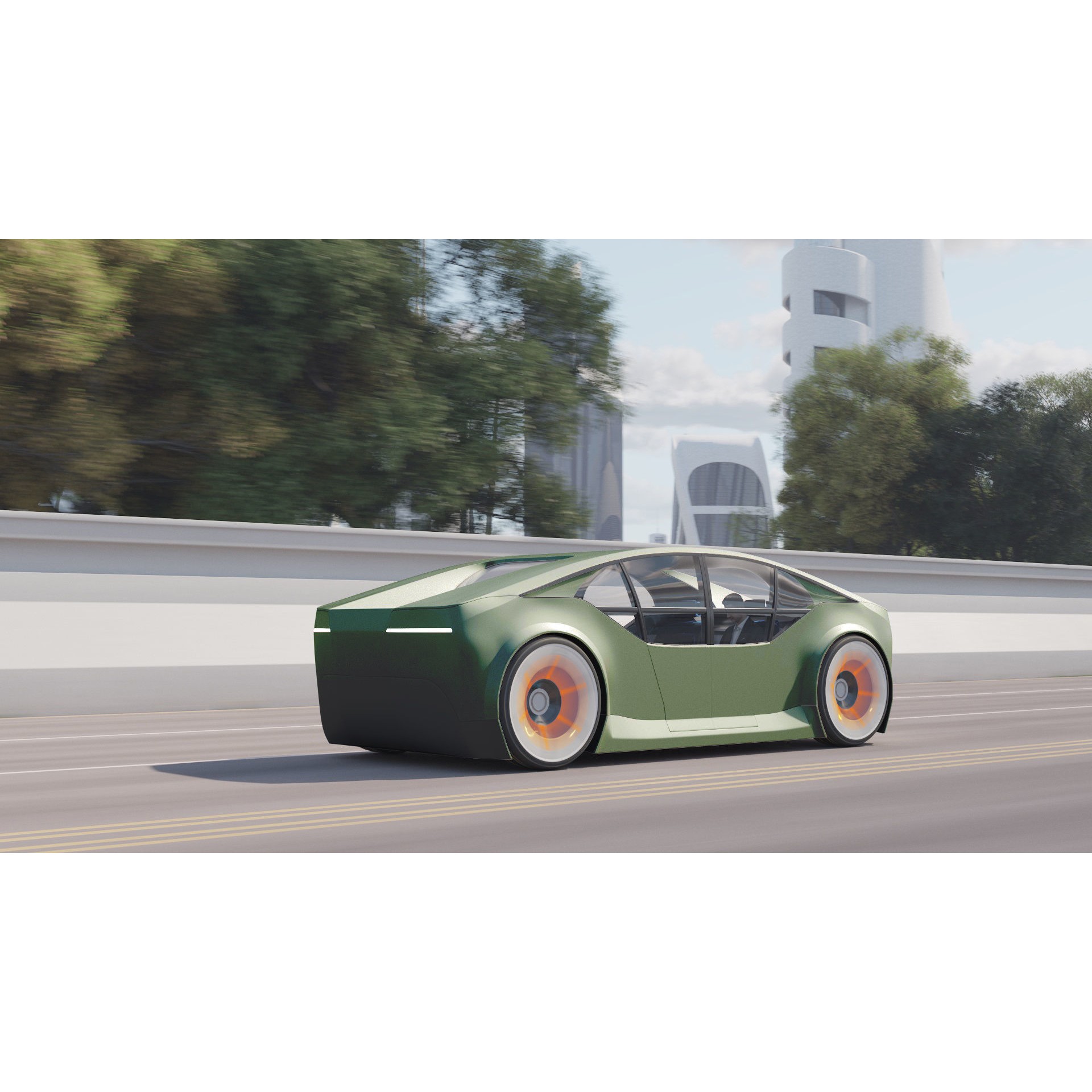 Self-Driving Car Concept - Game-Ready 3D Model - View 3