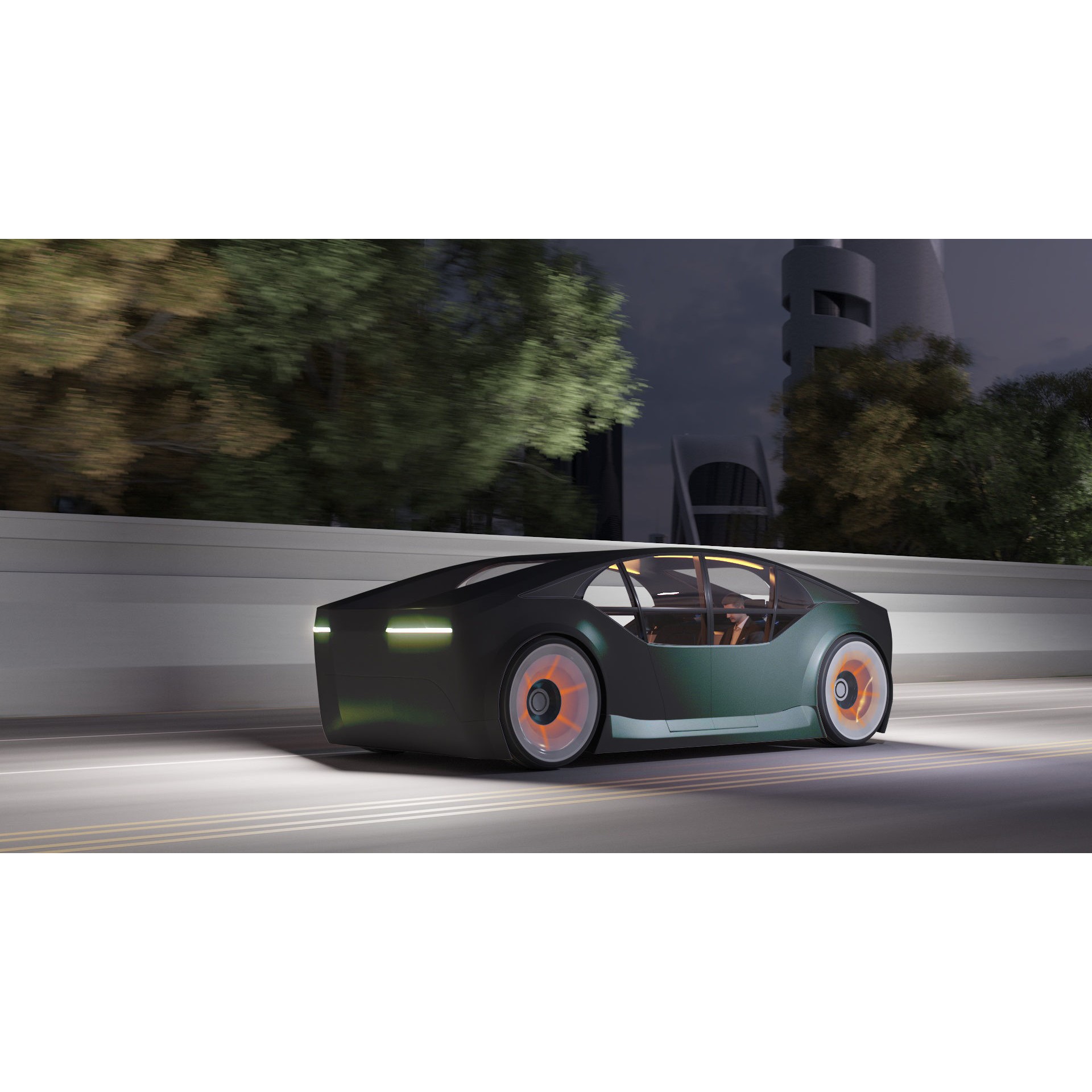 Self-Driving Car Concept - Game-Ready 3D Model - View 4