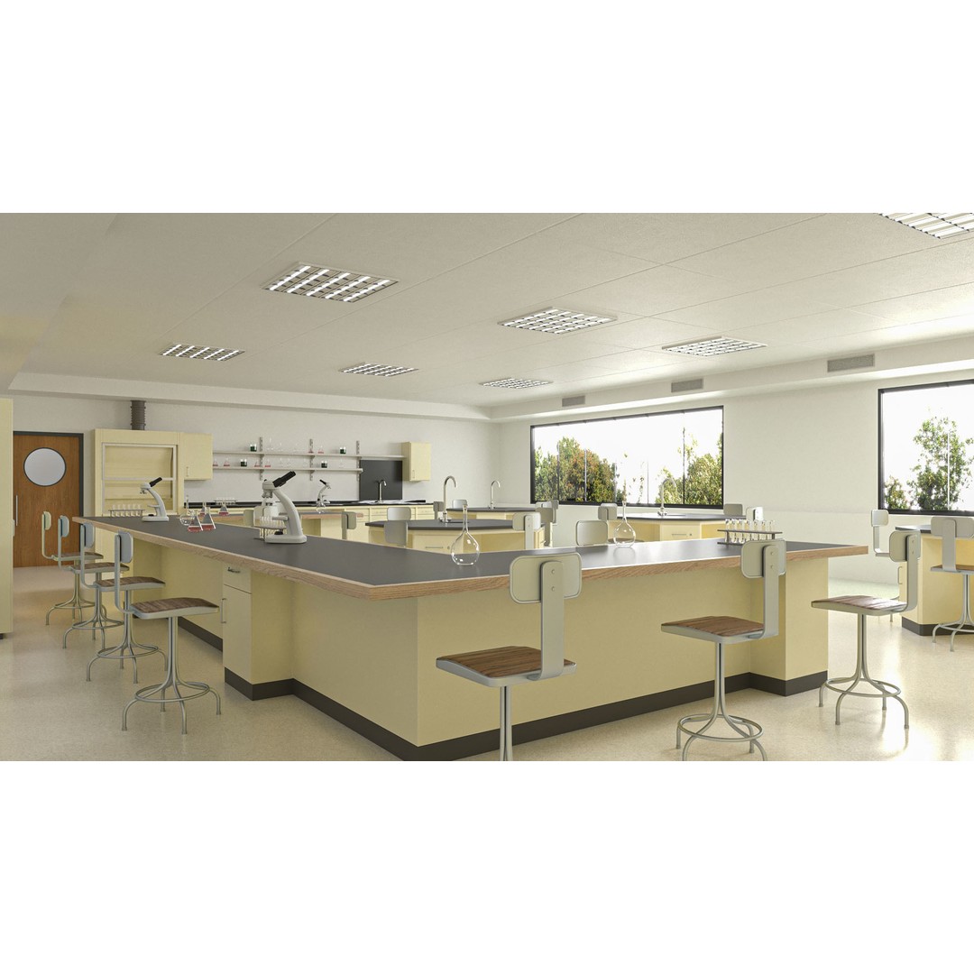 Laboratory Classroom 3D Model – Low Poly Educational Asset, FBX, OBJ - View 4