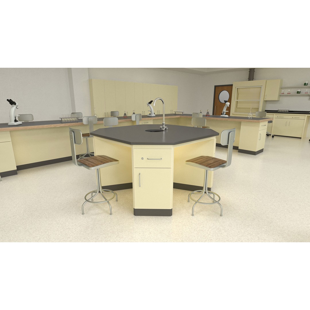 Laboratory Classroom 3D Model – Low Poly Educational Asset, FBX, OBJ - View 5