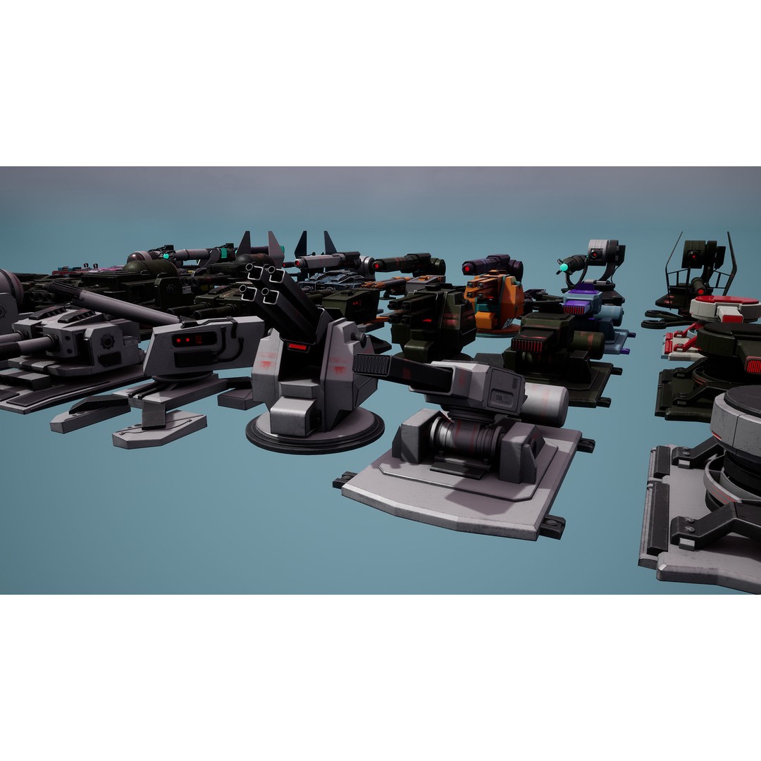 Heavy Stationary Guns 3D Model – Low Poly Military Asset, FBX - View 10
