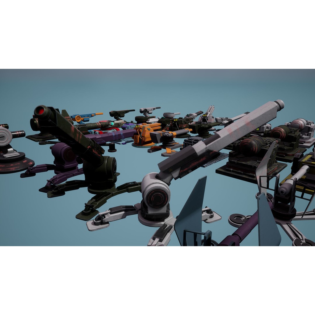Heavy Stationary Guns 3D Model – Low Poly Military Asset, FBX - View 11