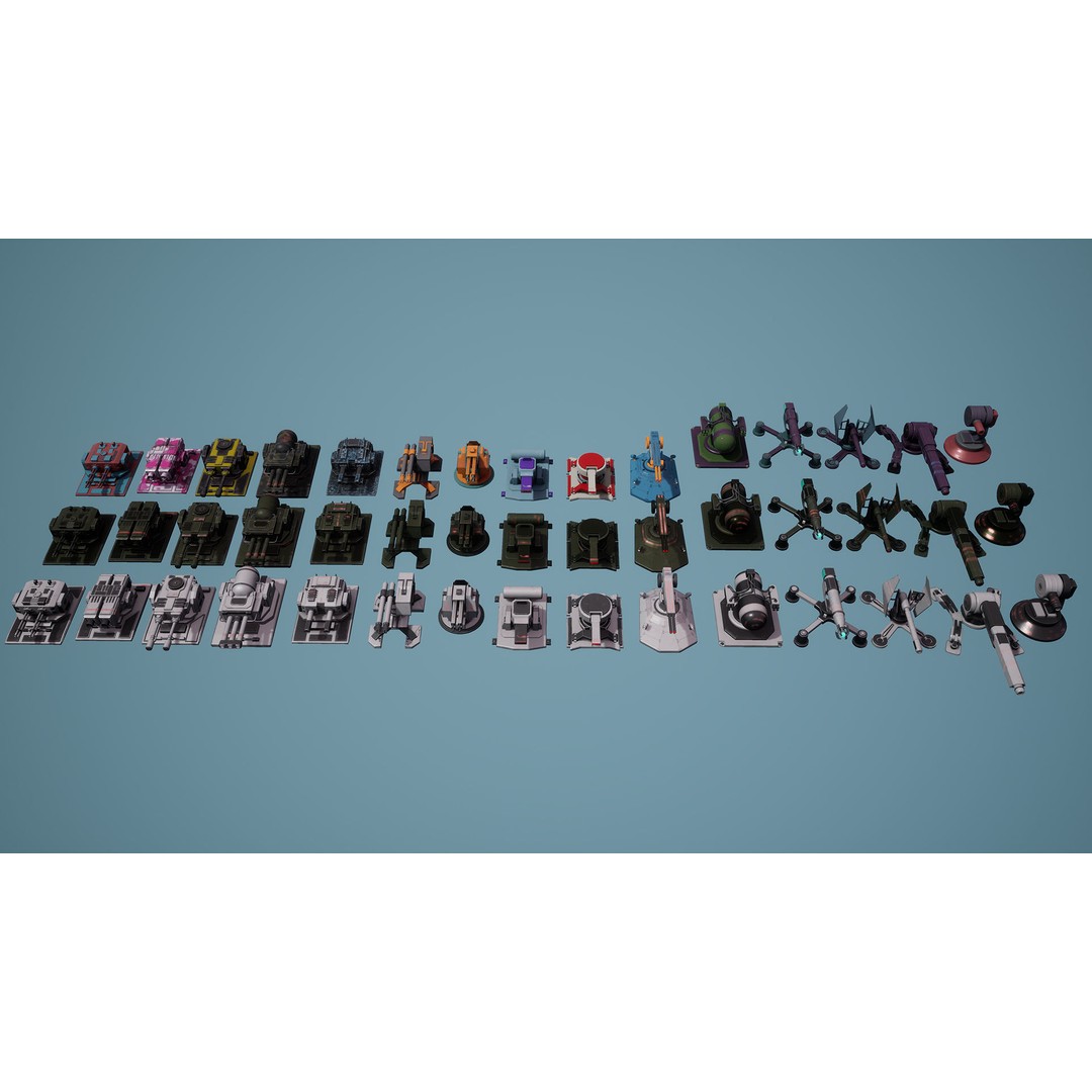 Heavy Stationary Guns 3D Model – Low Poly Military Asset, FBX - View 12