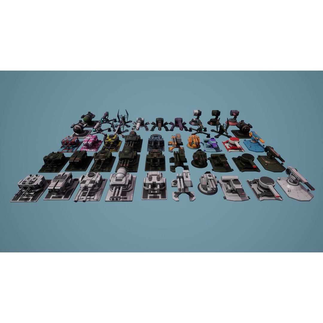 Heavy Stationary Guns 3D Model – Low Poly Military Asset, FBX - View 4