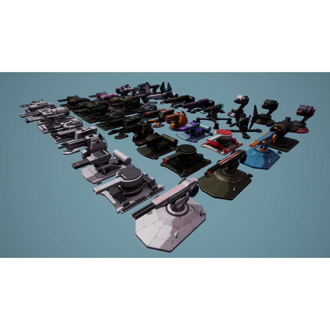 Heavy Stationary Guns 3D Model – Low Poly Military Asset, FBX - View 5