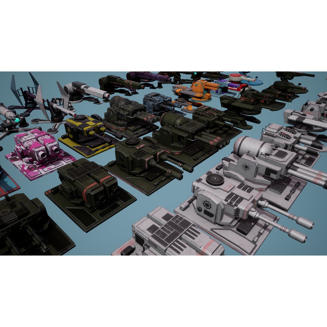 Heavy Stationary Guns 3D Model – Low Poly Military Asset, FBX - View 6