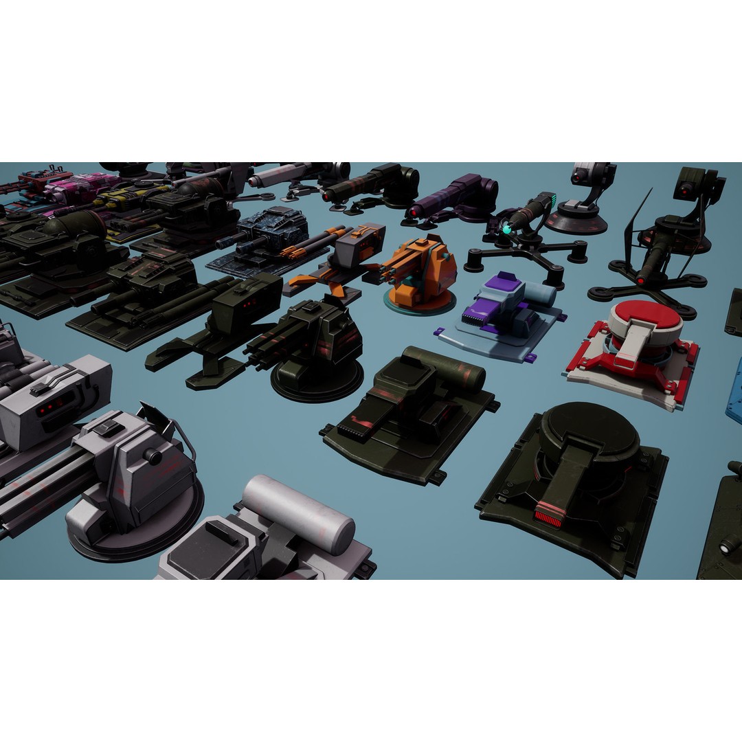 Heavy Stationary Guns 3D Model – Low Poly Military Asset, FBX - View 7