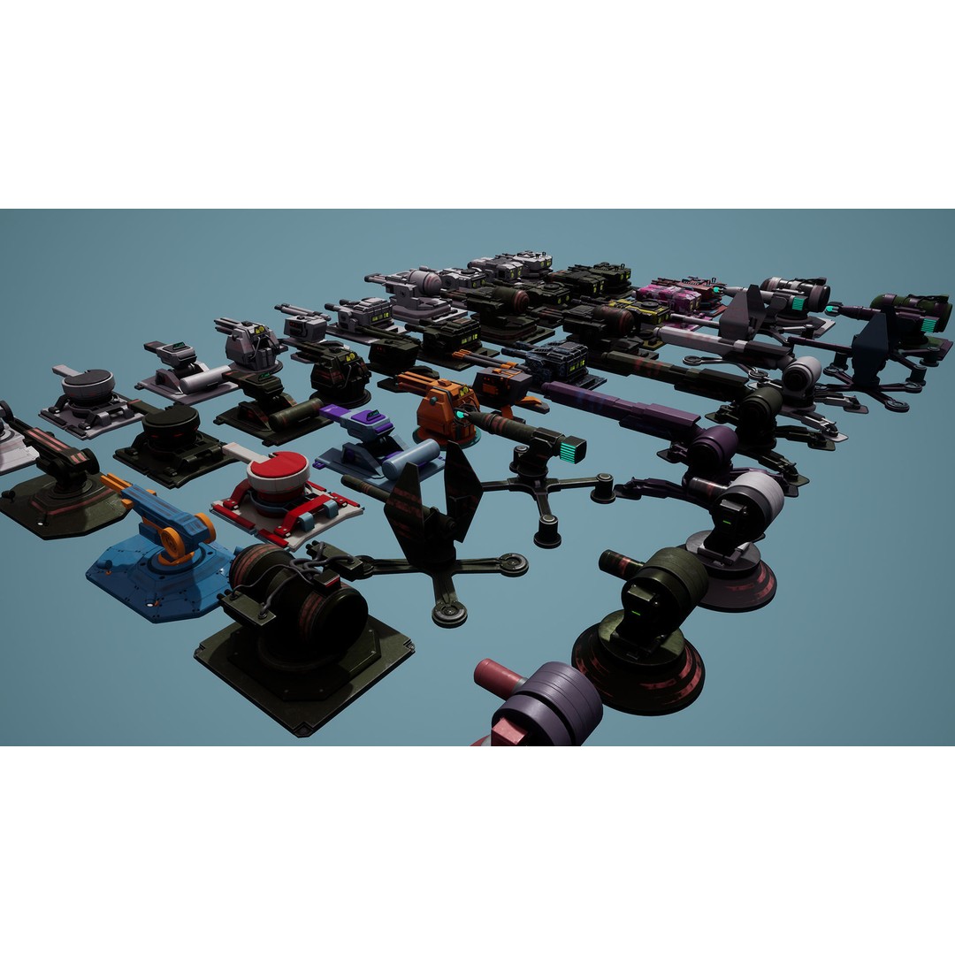 Heavy Stationary Guns 3D Model – Low Poly Military Asset, FBX - View 8