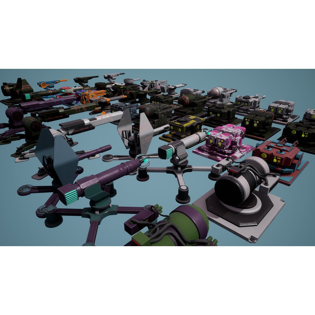 Heavy Stationary Guns 3D Model – Low Poly Military Asset, FBX - View 9