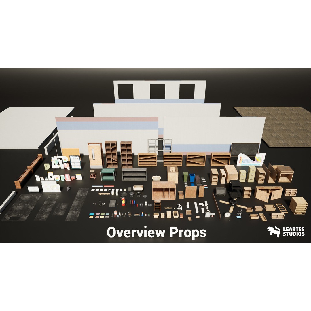 Abandoned Classroom 3D Model – Low Poly Game Ready Asset, FBX