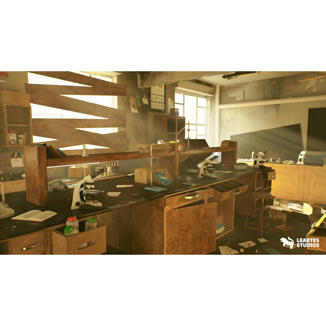 Abandoned Classroom 3D Model – Low Poly Game Ready Asset, FBX - View 12