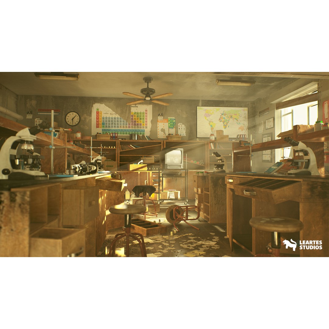 Abandoned Classroom 3D Model – Low Poly Game Ready Asset, FBX - View 6