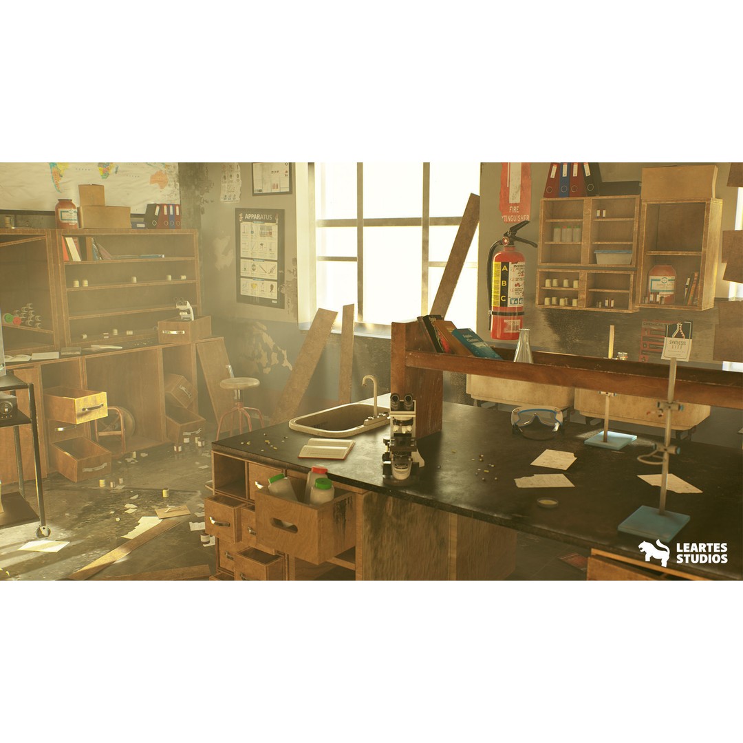 Abandoned Classroom 3D Model – Low Poly Game Ready Asset, FBX - View 7