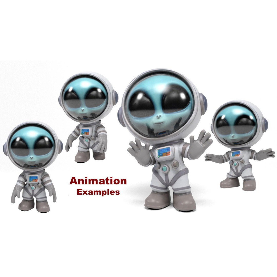 Alien Astronaut 3D Model – Low Poly Rigged Character with Animations - View 10