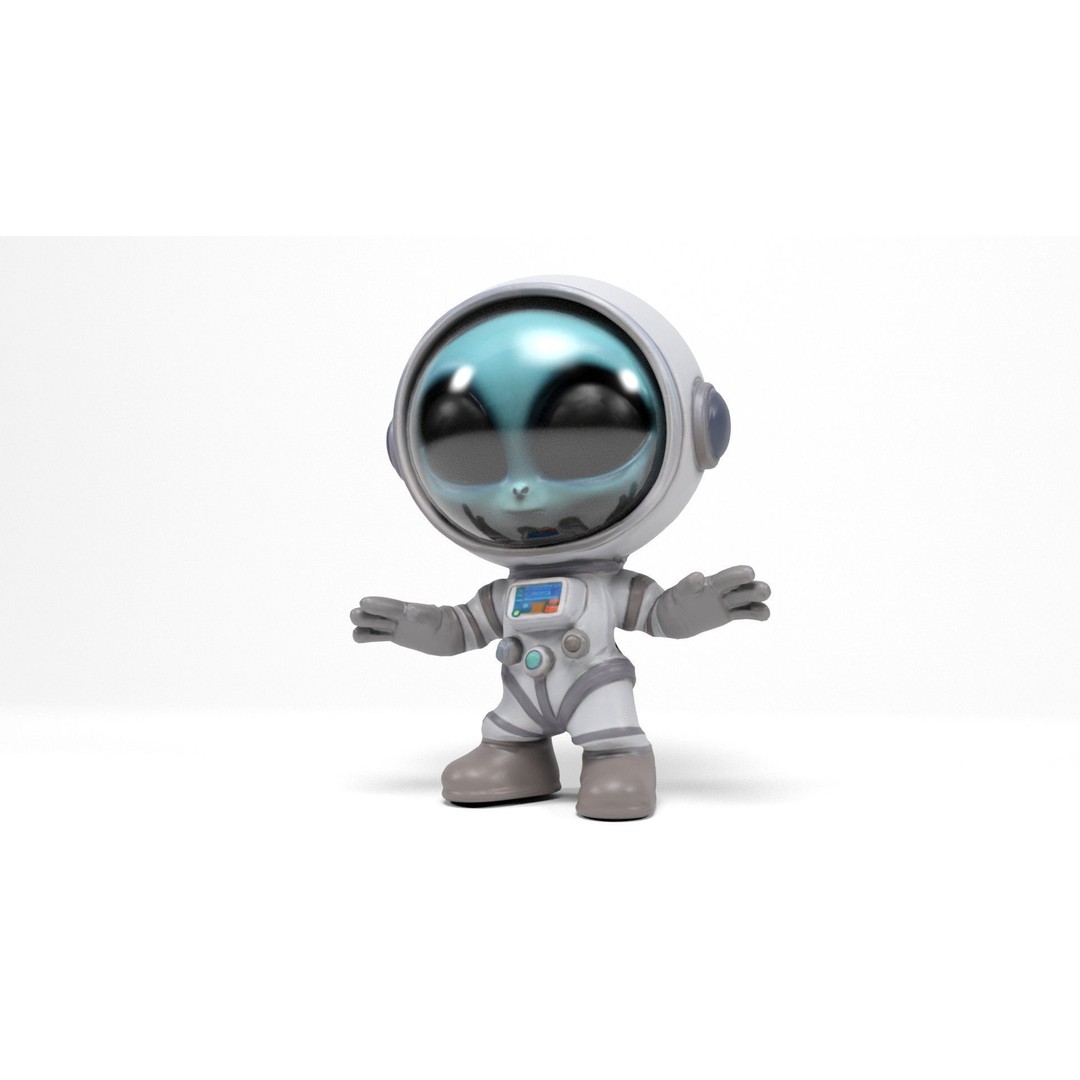 Alien Astronaut 3D Model – Low Poly Rigged Character with Animations - View 11