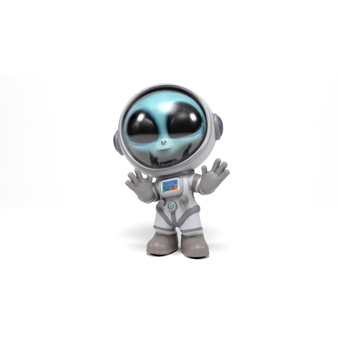 Alien Astronaut 3D Model – Low Poly Rigged Character with Animations - View 12