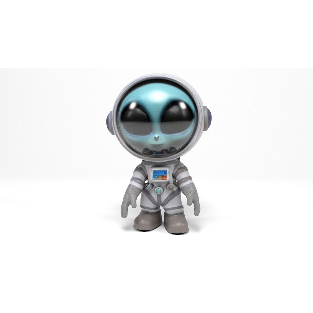Alien Astronaut 3D Model – Low Poly Rigged Character with Animations - View 13