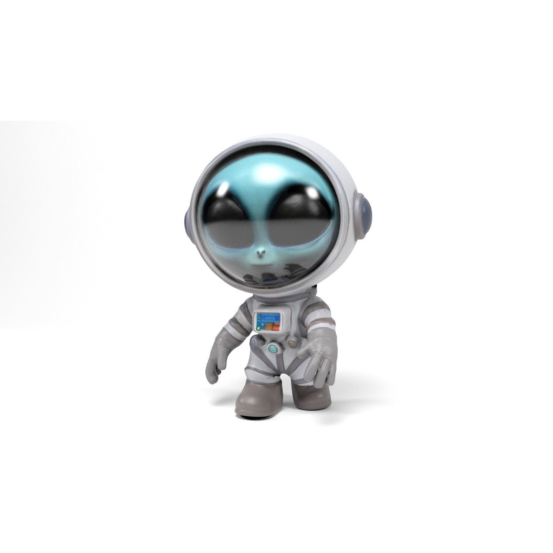 Alien Astronaut 3D Model – Low Poly Rigged Character with Animations - View 14