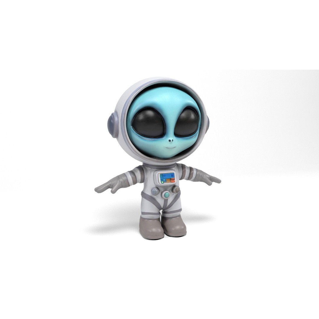 Alien Astronaut 3D Model – Low Poly Rigged Character with Animations - View 3