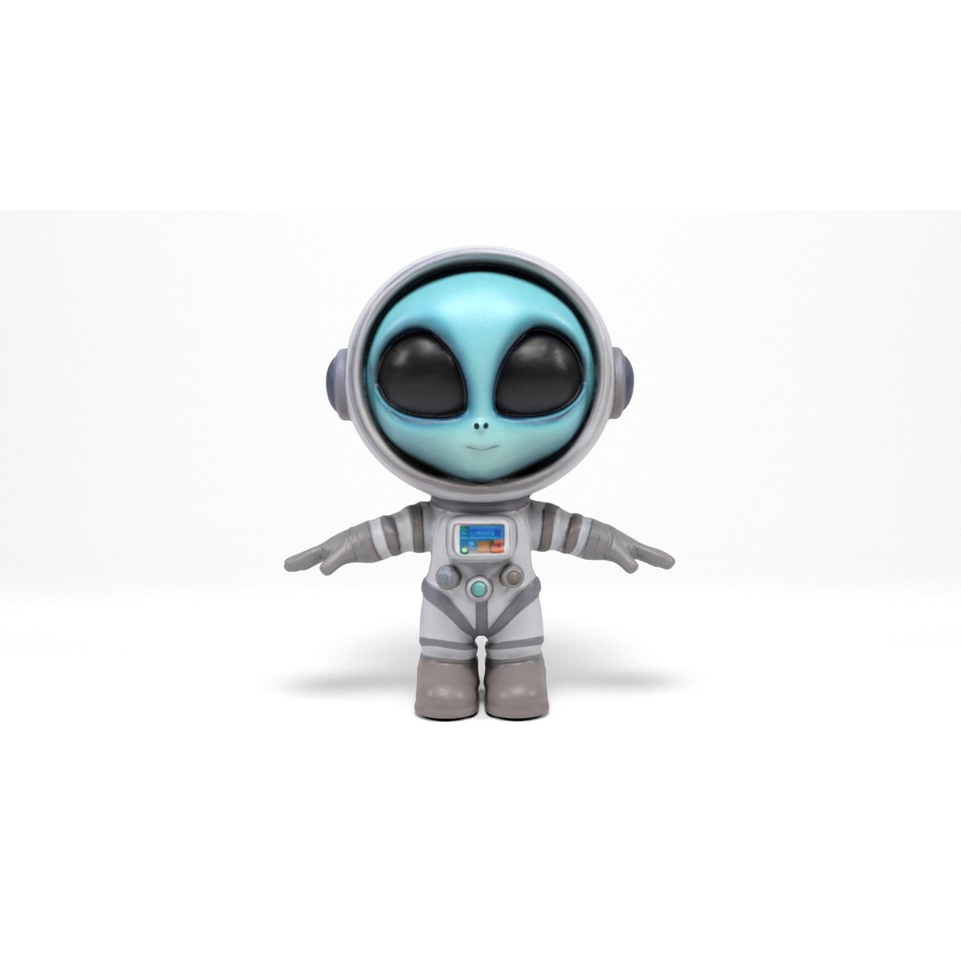 Alien Astronaut 3D Model – Low Poly Rigged Character with Animations - View 4