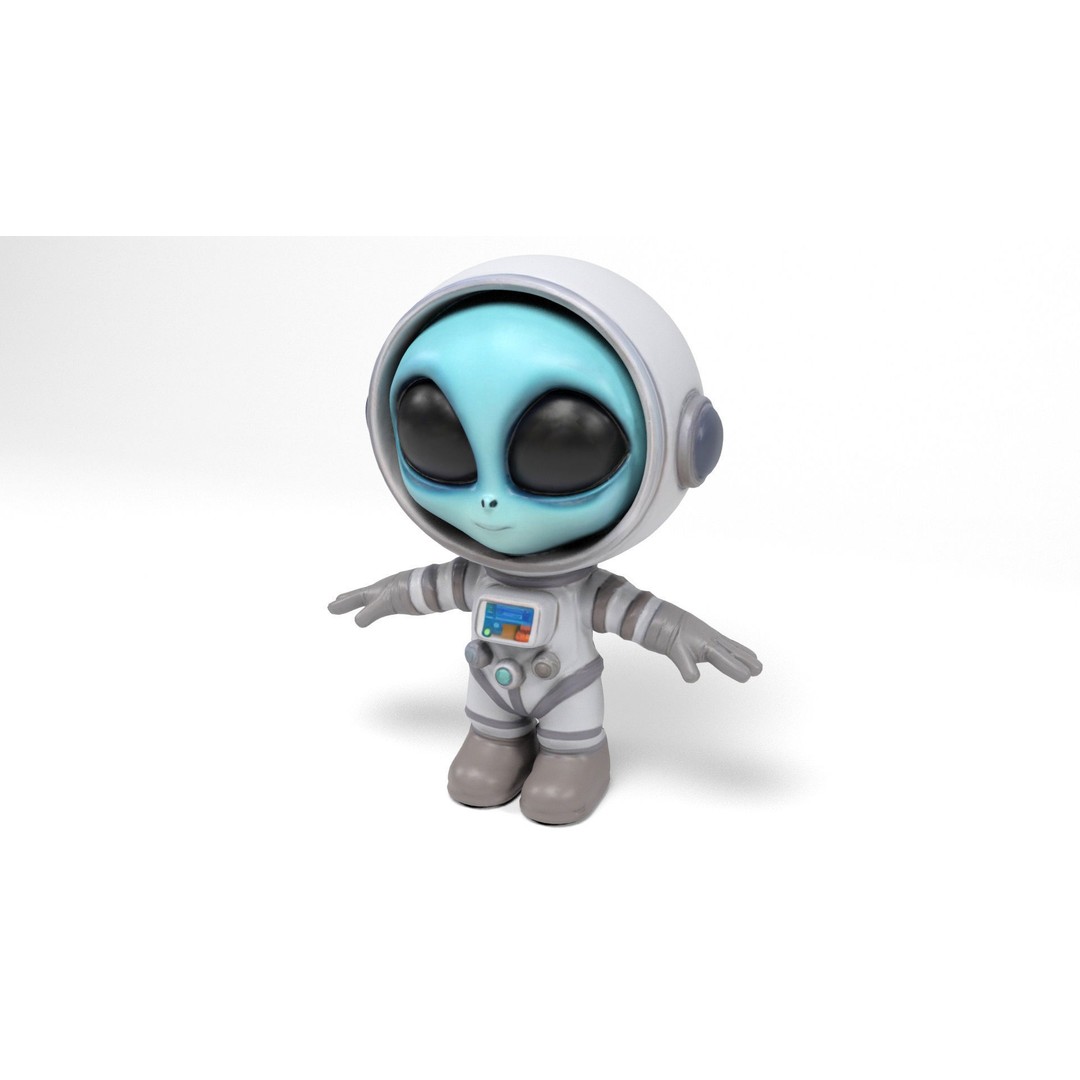 Alien Astronaut 3D Model – Low Poly Rigged Character with Animations - View 5