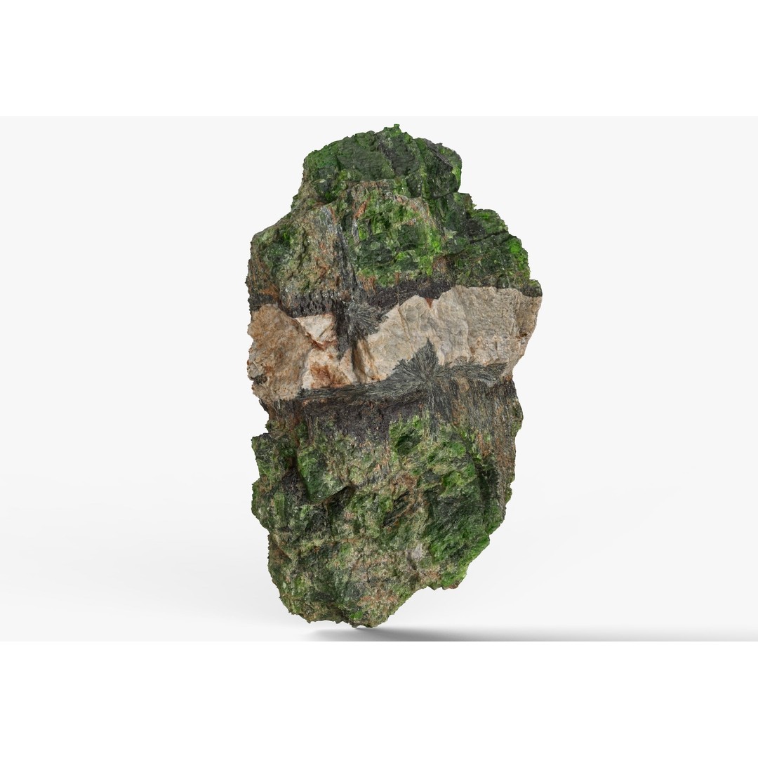 Chrome Diopside 3D Model – Low Poly PBR Gemstone, FBX - View 4