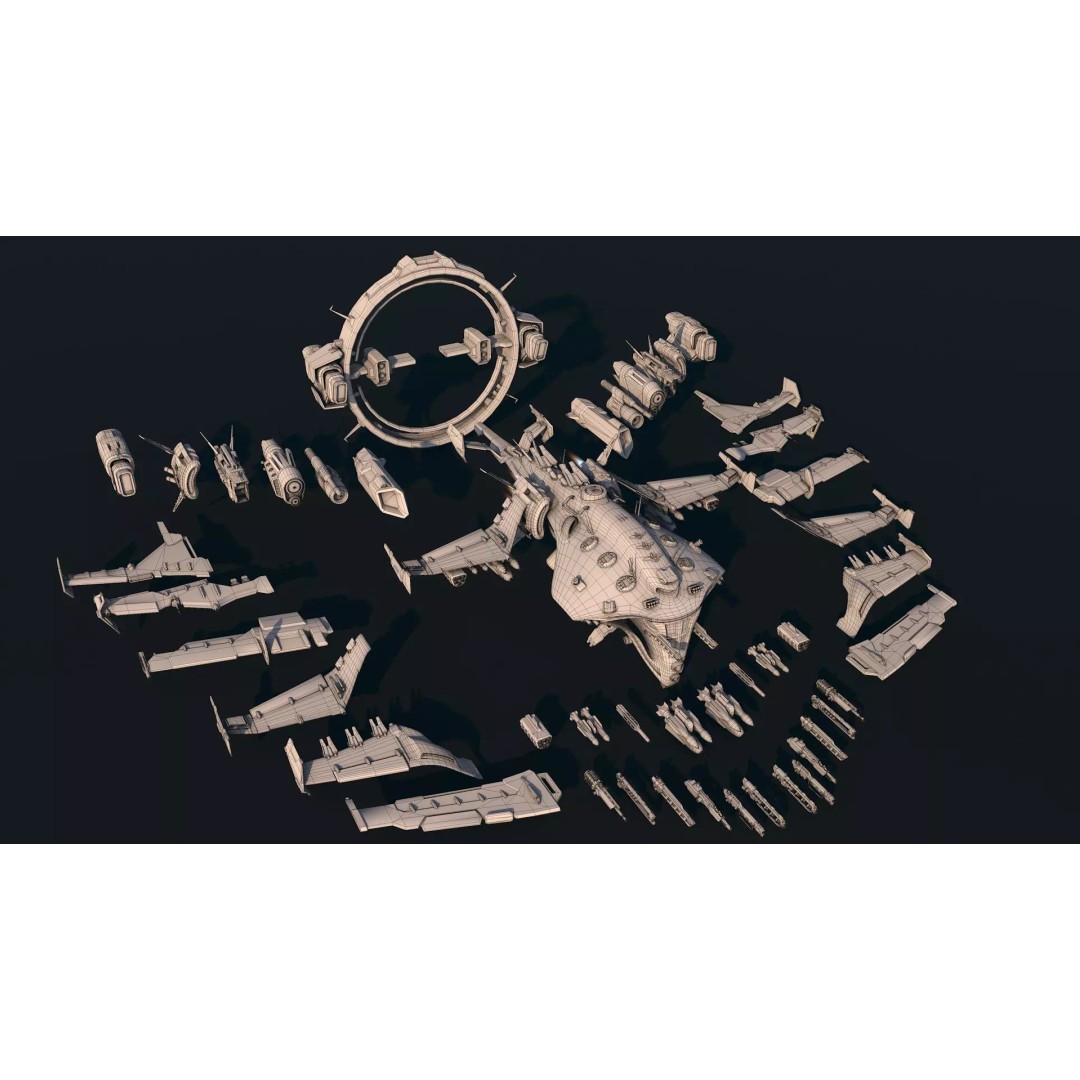Spaceship 05 3D Model – Low Poly Game-Ready Asset, FBX - View 3